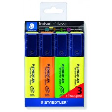 ESTUCHE 3 + 1REGALO MARCADORES FLUORESCENTE CLASSIC 364 TEXTSURFER STAEDTLER 364-S WP4P (Espera 4 dias)